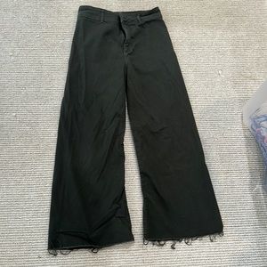 Alexandra Wide Leg Raw Hem Coordinating Twill Chino Pants